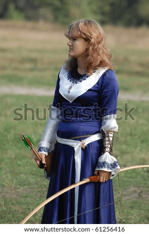 KIEV, UKRAINE - SEP 19: Participant  Festivale of medieval costume wears historical costume Sep 19, 2010 in Kiev, Ukraine