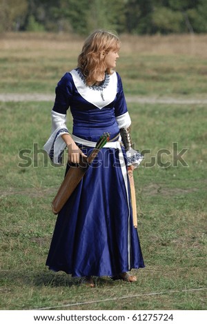 KIEV, UKRAINE - SEP 19: Participant of Festivale of medieval costume wears historical costume Sep 19, 2010 in Kiev, Ukraine
