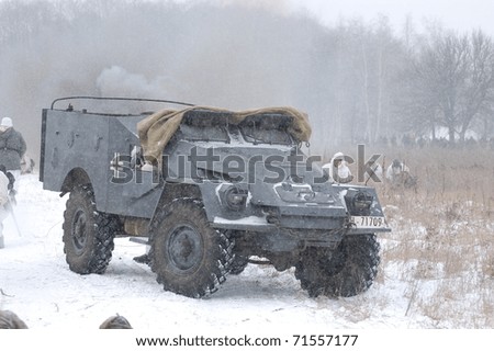 KIEV, UKRAINE - FEB 20: German armored truck during historical reenactment of 1945 WWII, ,February 20, 2011 in Kiev, Ukraine