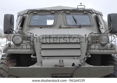 KIEV, UKRAINE -FEB 25:Soviet armored truck created after WWII during historical reenactment of WWII,Military history club Red Star. February 25, 2012 in Kiev, Ukraine