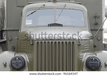 KIEV, UKRAINE -FEB 25: Soviet military truck created after WWII during historical reenactment of WWII,Military history club Red Star. February 25, 2012 in Kiev, Ukraine