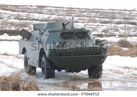 KIEV, UKRAINE -FEB 25: Soviet armored truck created after WWII during Historical Military Motor Show,Military history club Red Star. February 25, 2012 in Kiev, Ukraine