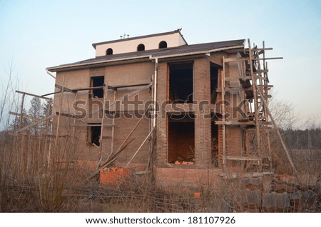 Lost city.Near Chernobyl area.Kiev region,Ukraine.Abandoned cottage construction site