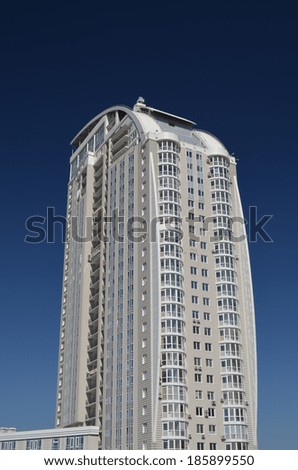 KIEV, UKRAINE -APR 6, 2014: Tipical modern residential area. A recently built block of apartments .April 6, 2014 Kiev, Ukraine