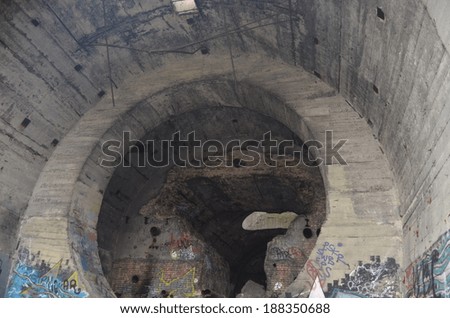 KIEV, UKRAINE -APR 21, 2014: Old tunnel of Stalin. Part of Kiev defense line in WW2 time. today named \
