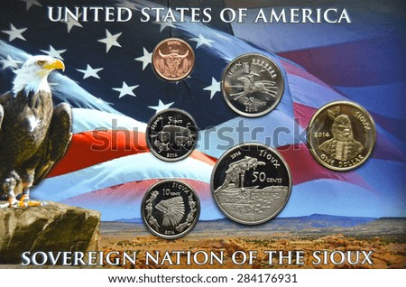 KIEV, UKRAINE - JUNE 4, 2015: Illustrative editorial.Special coin edition.Soverign nation of the Sioux.USA 2014
