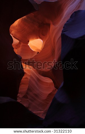 Antelope Canyon- hole in canyon wall portrait