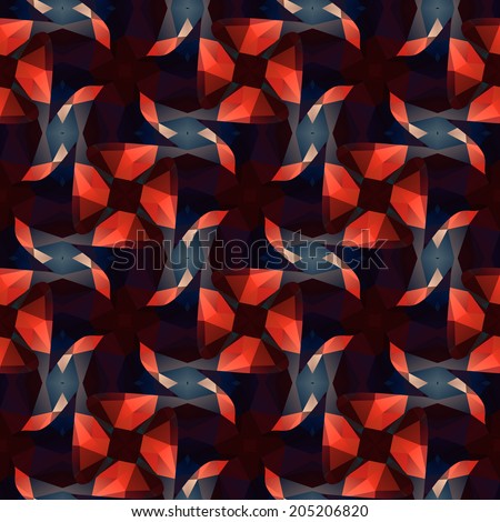 Seamless mosaic pattern based on polygons. Can be used as decoration for the gift boxes, wallpapers, backgrounds, web sites. Geometrical abstract ornament with the stars, gems.