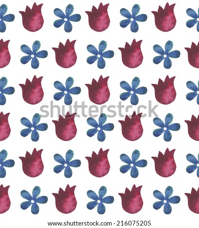 Vintage seamless pattern with flowers. Watercolor paint. Nature theme.