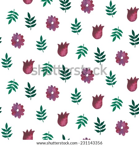 Vintage seamless pattern with flowers.Watercolor paint. Can be used as decoration for the gift boxes, wallpapers, backgrounds, web sites. Nature theme.