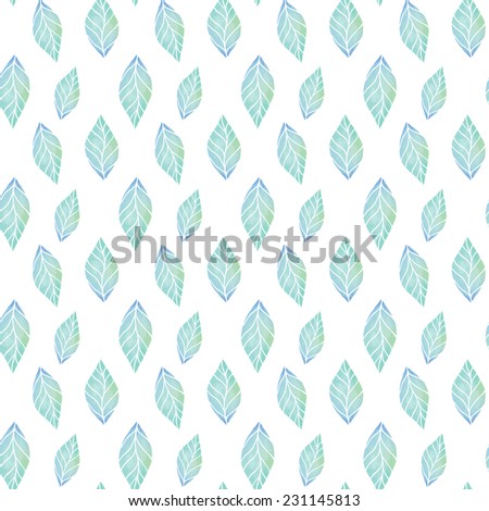 Vintage seamless pattern based on geometric shapes. Watercolor paint. Can be used as decoration for the gift boxes, wallpapers, backgrounds, web sites. The ornament with green leaves. Nature theme.