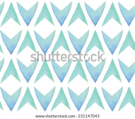 Vintage seamless pattern based on geometric shapes. Watercolor paint. Can be used as decoration for the gift boxes, wallpapers, backgrounds, web sites. Green theme.