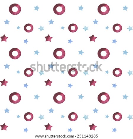 Vintage seamless pattern with stars and shapes. Watercolor paint. Can be used as decoration for the gift boxes, wallpapers, backgrounds, web sites.