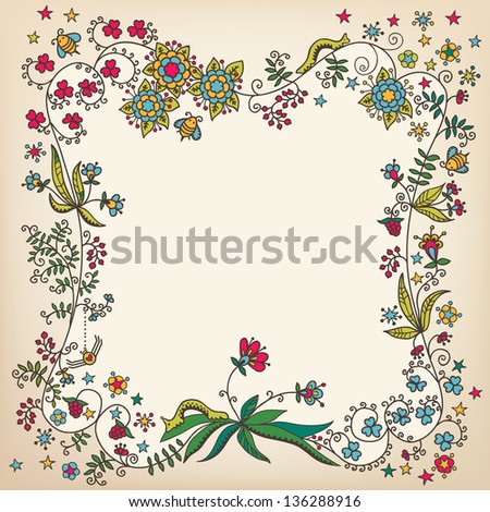 Foral frame with place for your text. Nice holiday card