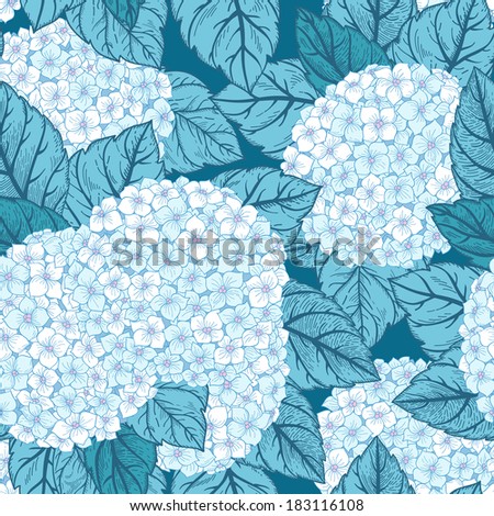 Vector seamless floral pattern with flowers hydrangeas.