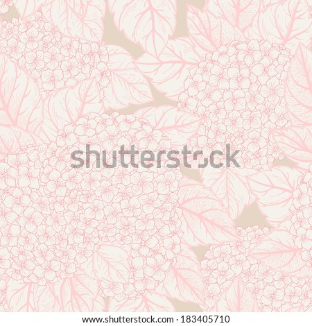 Seamless vector pattern with flowers hydrangeas. Seamless pattern can be used for wallpapers, fabric, pattern fills, web page backgrounds, surface textures.