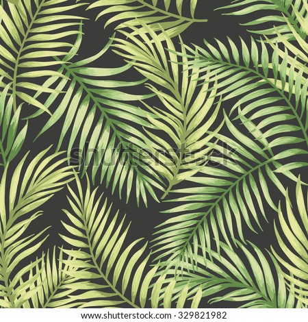 Seamless exotic pattern with tropical leaves . Vector illustration.