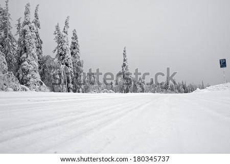 Dangerous snow-covered road in Finland