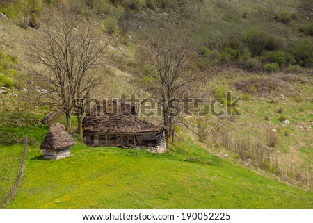old rural house on hills