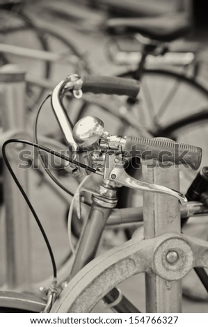 An old-fashioned vintage bike handlebars