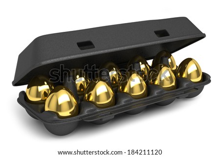 Set of golden eggs isolated on white background