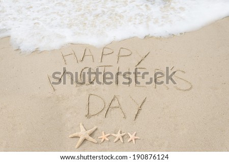 Happy mother\'s day background on the sandy beach