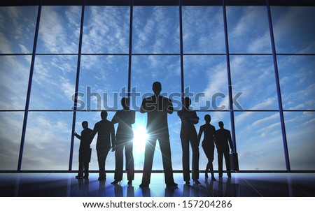 Team business people silhouettes rendered with computer graphic.