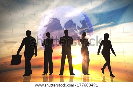 Global Business people team silhouettes