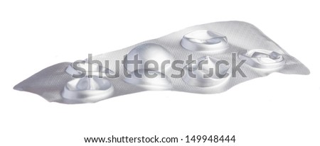 empty packaging of pills on a white background
