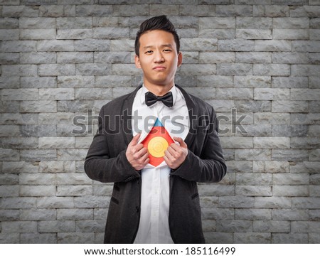 young asian business man with target in his chest