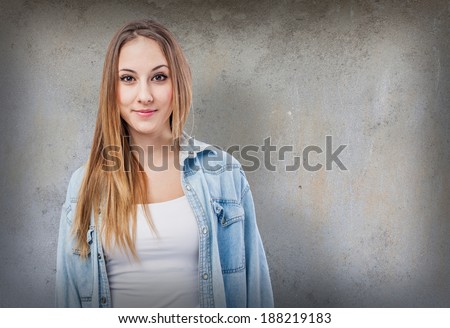 young pretty woman wearing a jean shirt