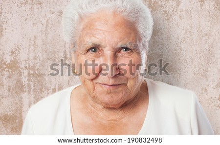portrait of an adorable old woman face closeup