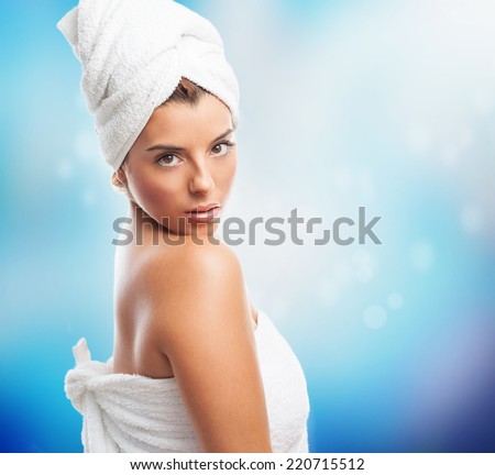 young woman with a sensual look after a bath