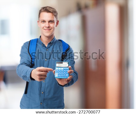 happy student man with calculator