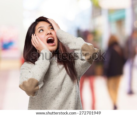 cool chinese-woman frightened