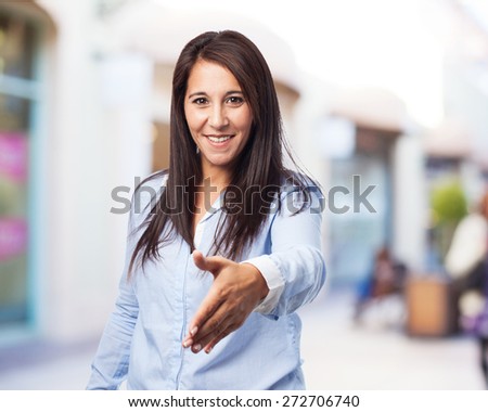 woman greeting isolated