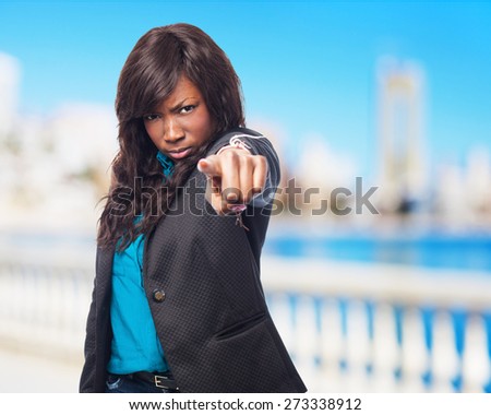 cool black-woman pointing-front