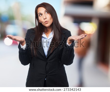 cool business-woman doubting