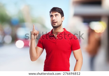 chinese man pointing up