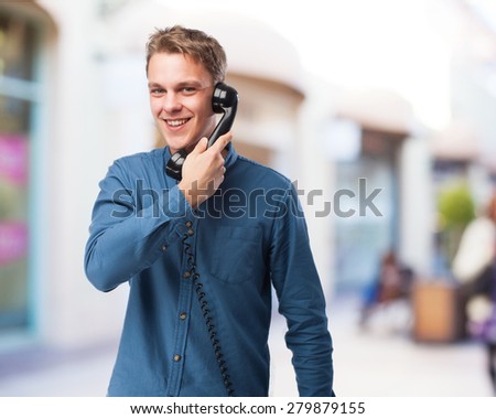 cool young-man with telephone