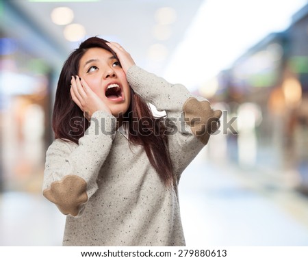 cool chinese-woman frightened