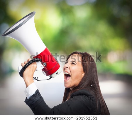 cool business-woman with megaphone