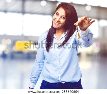 cool young woman with ring bell