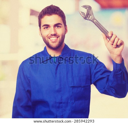 mechanic man with wrench