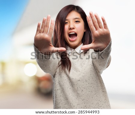 cool chinese-woman frame gesture