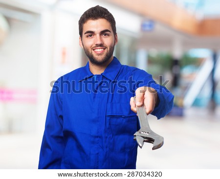 mechanic man with wrench