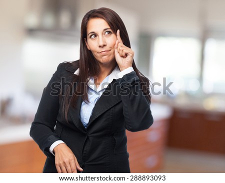 cool business woman pointing front