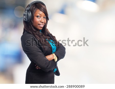 happy black woman with headphones