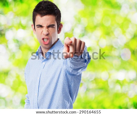 angry young-man pointing to front
