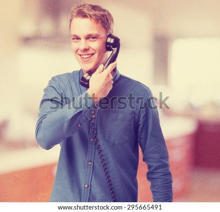 cool young-man with telephone